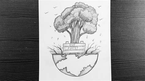 Pencil Sketching, Pencil Drawings, Save Trees, Tree Drawing, Step By ...