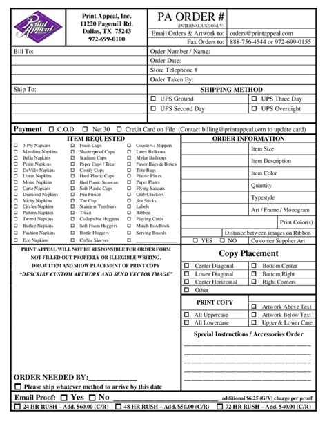 Print Appeal Order Form Fill Online Printable Fillable Blank