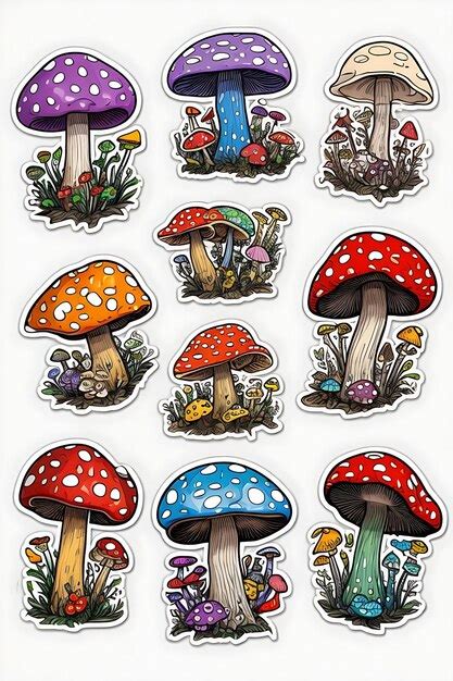 Premium Ai Image Enchanting Mushroom Stickers A Mycophiles Delight