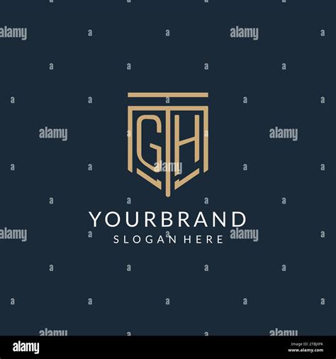 Initial GH Shield Logo Monoline Style Modern And Luxury Monogram Logo