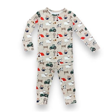 Lucky Little Loves Pasture Bedtime Bamboo Farm Pj Set Ruffle Me This