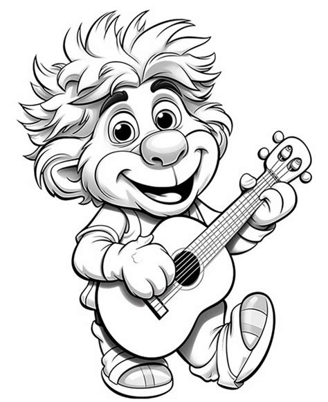 Un Personaje De Dibujos Animados Tocando Una Guitarra Y Sonriendo