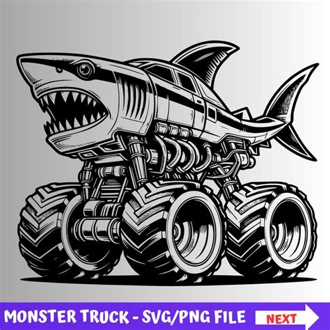 Monster Truck Svg Shark Monster Truck Svg Sublimation Funny Monster