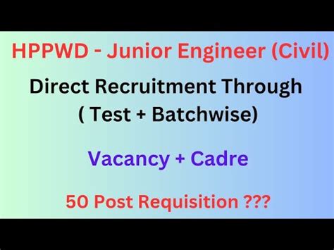 HP PWD JE Civil Vacant Post Update Cadre Total Vacancy 50