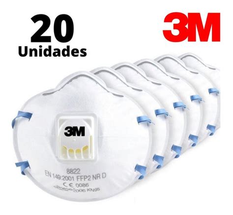 Respirador Pff2 3m 8822 Branco Mascara Concha 20 Unidades Frete grátis