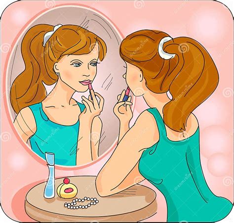 The Girl In The Mirror Stock Vector Illustration Of Pink 30551528