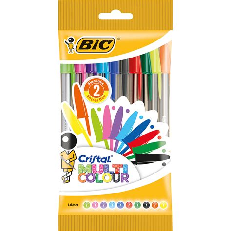 Bic Cristal Multicolour Ballpoint Pen Wide Point 16mm Assorted Pack Of