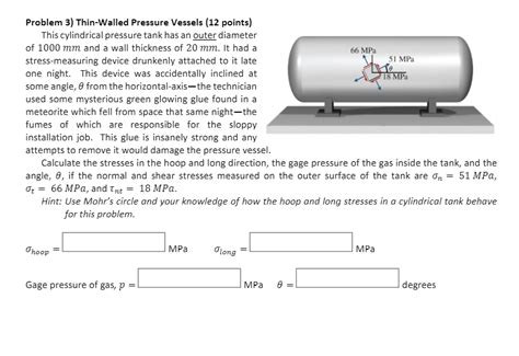 Solved Problem Thin Walled Pressure Vessels Points Chegg