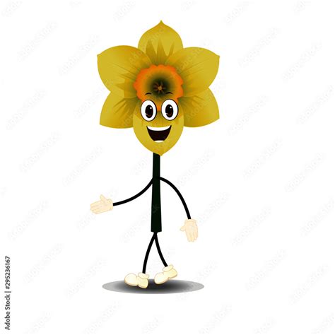 Daffodil Flower Walking - Cartoon Vector Image Stock Vector | Adobe Stock