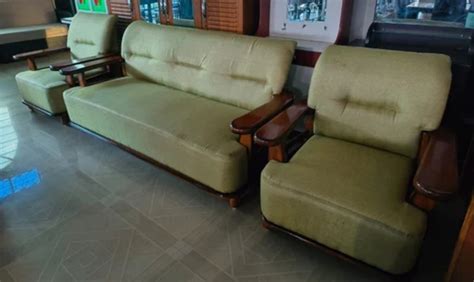 Yellow Base Velvet 5 Seater Mango Wood Living Room Sofa Set At Rs