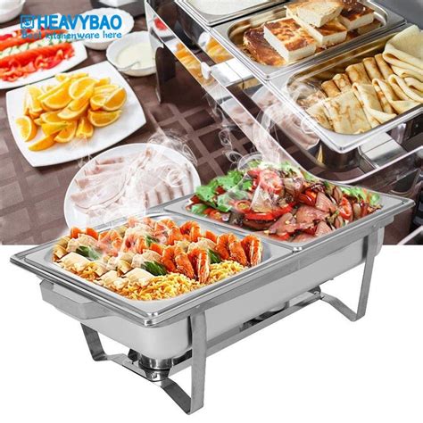 Heavybao Chafing Dish Sets Stainless Steel Chafer Rectangular Kitchen