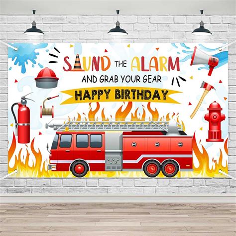 Amazon Beleco X Ft Fabric Cartoon Fire Station Backdrop For