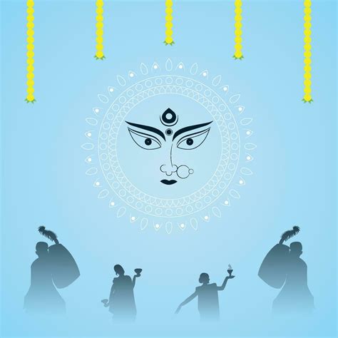 Happy Durga Puja Illustrations Durga Face Subh Navratri Goddess Maa