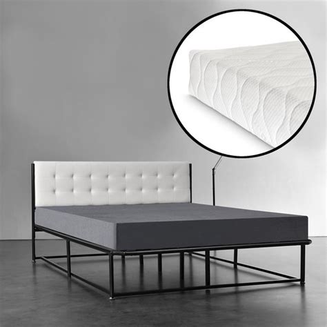 Luxe Metalen Frame Bed X Met Matras Zwart En Wit Bol