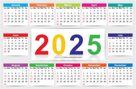 170 2025 Calendar Free Vectors Free Images 123freevectors