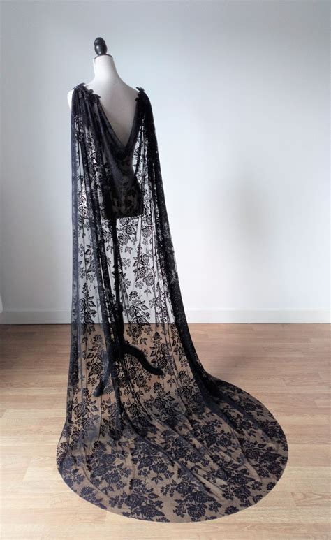 Black Lace Cape Gothic Black Cape Lace Wedding Cape Black Etsy