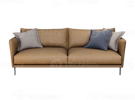 3d Furniture Brown Leather Double Sofa Isolated On A White Background