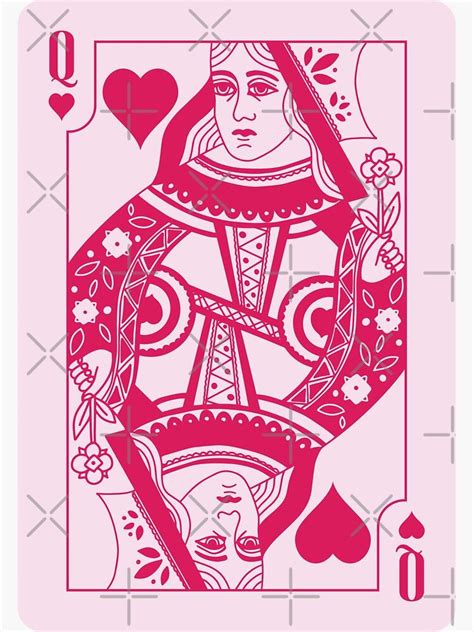 Pink Queen Of Hearts Vintage Playing Card Sticker For Sale By