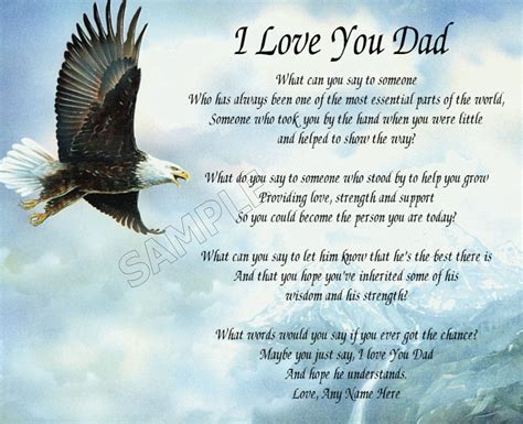 I Love You Dad Personalized Art Poem Memory Birthday Father S Day T Ebay