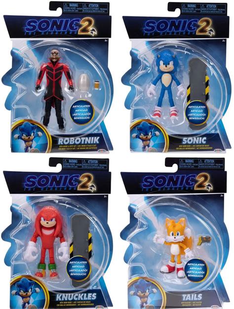 Sonic The Hedgehog 2 Movie Sonic, Knuckles, Tails Robotnik 4 Set of 4 ...