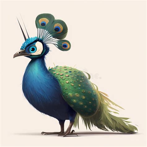 Estilo Lindo De Dibujos Animados De Pavo Real Ai Generativo Stock De