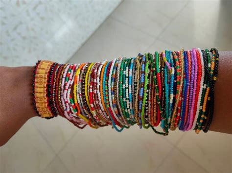 African Set Of 15 Bracelets Trendy Seed Bead Bracelets Stack Of