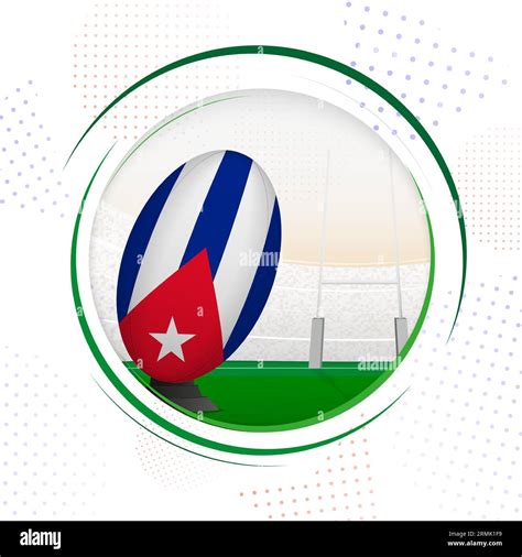 Flag Of Cuba On Rugby Ball Round Rugby Icon With Flag Of Cuba Vector Illustration Stock Vector