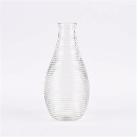 Vase Bauchig Gepraegt Verschiedene Muster Glas Klar 11x24cm 74490 91216