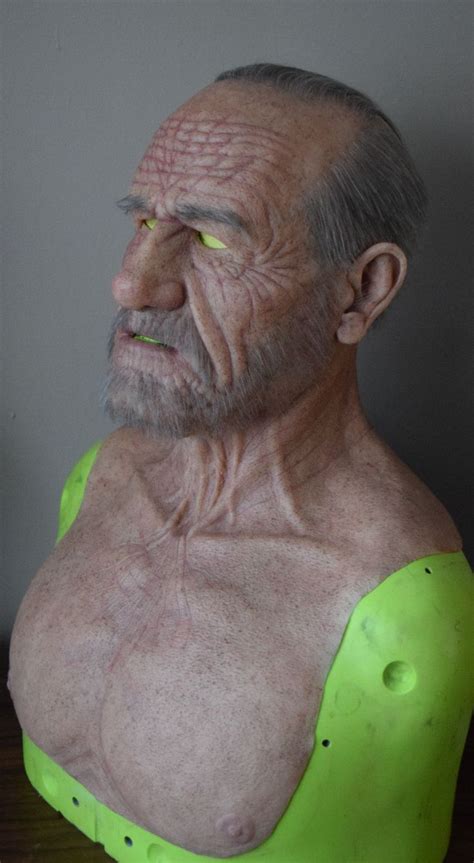 Made To Order Realistic Silicone Old Man Mask Punched Eyebrows Hair