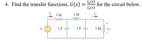 Solved Find The Transfer Functions G S IO S IS S For The Chegg