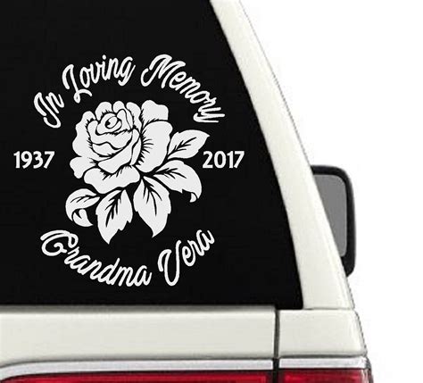 In Loving Memory Rose Car Decal Window Memorial Sticker Decal Etsy