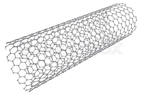 The structure of the graphene tube of nanotechnology. 3d illustration ...