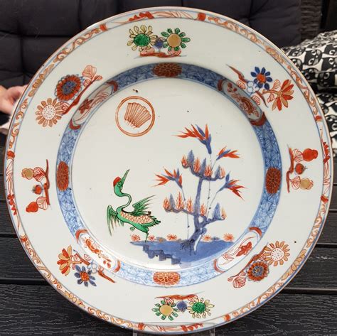 Rare Verte Imari plate Crane and Fir tree 401005144 ᐈ Köp på