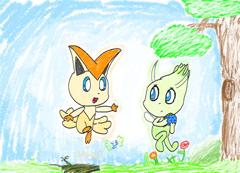 Celebi And Victini By Yunabird On Deviantart