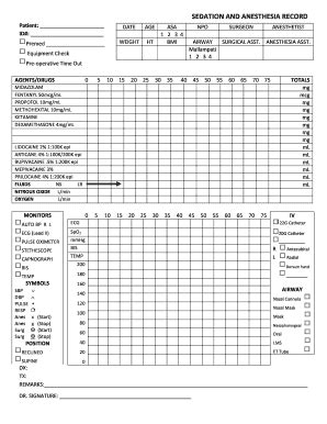 Fillable Online SEDATION AND ANESTHESIA RECORD Inland Valley Oral Fax