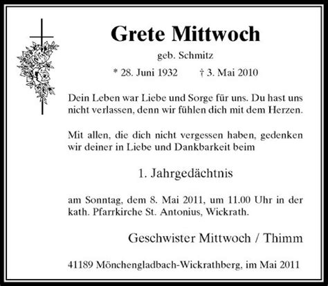 Alle Traueranzeigen F R Grete Mittwoch Trauer Rp Online De