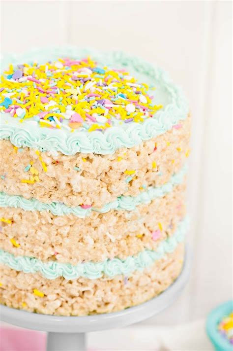 Spring Rice Krispy Treat Cake - Sprinkles For Breakfast