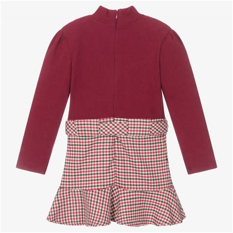 Mayoral Girls Red Houndstooth Dress Childrensalon Outlet