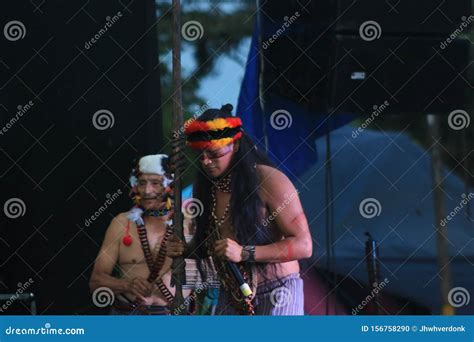 Puyo, Ecuador, 17-8-2019: an Indigenous Tribe Called Shuar Performing Their Dance in Traditional ...