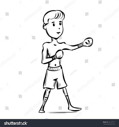 Hand Drawn Cartoon Boxer Stock Vector Royalty Free 261147713