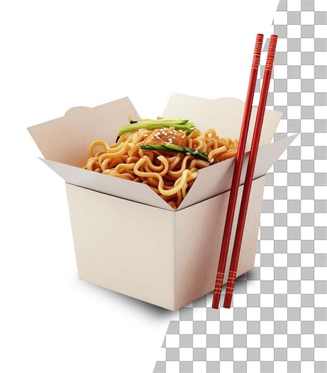 Premium PSD Asian Food Noodle In Box With Transparent Background