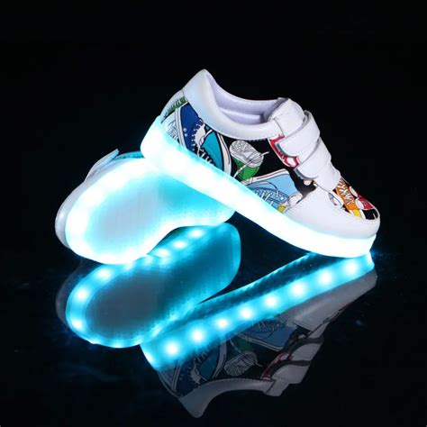 2018 New Usb Charging Child Led Shoes With Light Up Kids Luminous