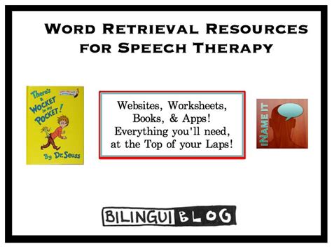 Word Retrieval Resources For Language Therapy Speech Language Therapy