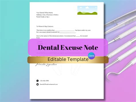 Dentist Excuse Note Template Dental Work Excuse Letter Doctors Note
