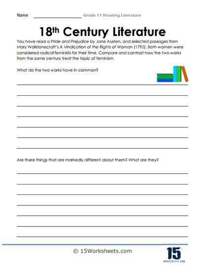 Reading Literature Comprehension Grade 11 Worksheets