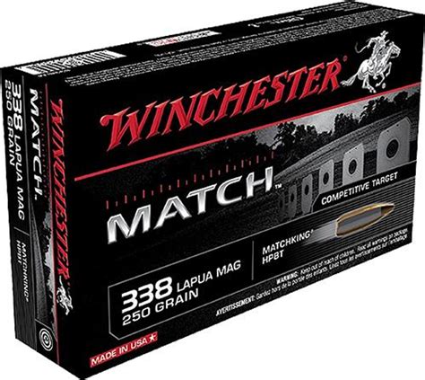 Winchester Match 338 Lapua 250 Grain Sierra Matchking Bthp 2900 Fps 20 Rounds Dance S