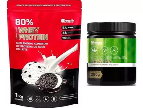 Kit Whey Protein 80 Creatina Monohidratada Growth Frete Grátis