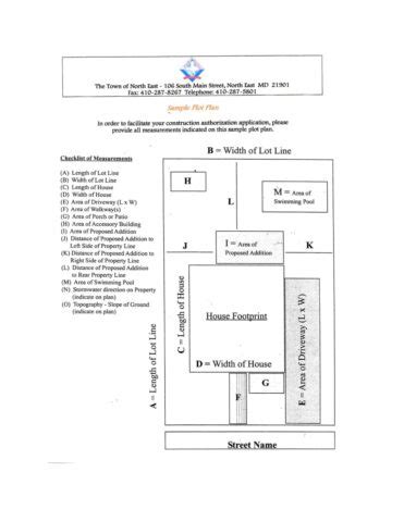 Sample Plot Plan – Welcome to North East, Maryland