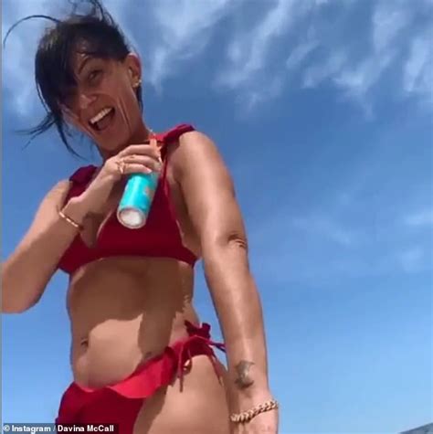 Davina McCall Flaunts Her Gym Honed Figure In A Frilly Red Bikini Daily Mail Online