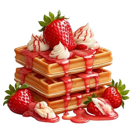 Strawberry Waffle Premium Ai Generated Vector